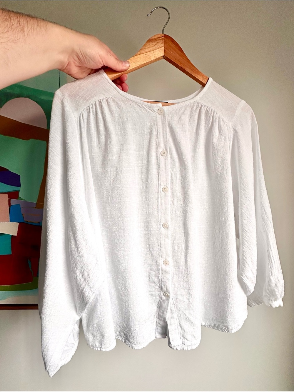 Frank and Oak White Button-down Blouse
